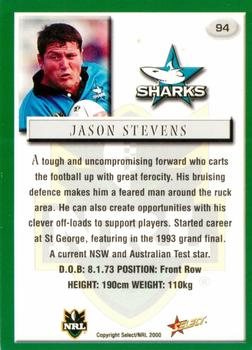 2000 Select #94 Jason Stevens Back